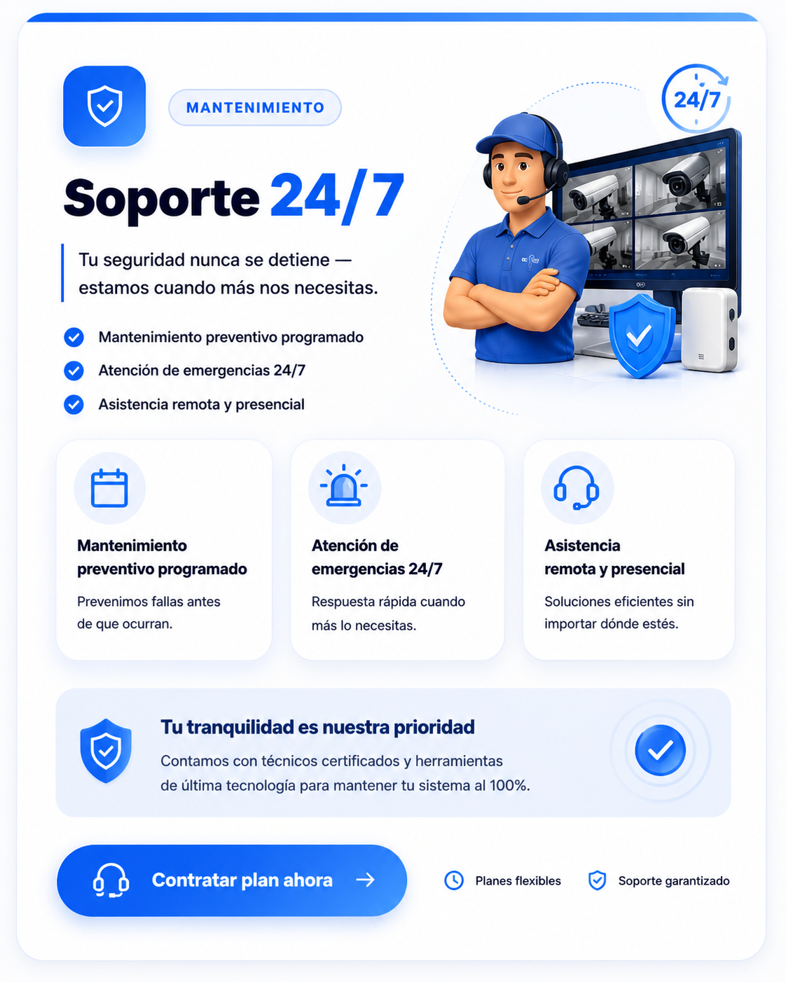 Soporte y mantenimiento de seguridad 24/7
