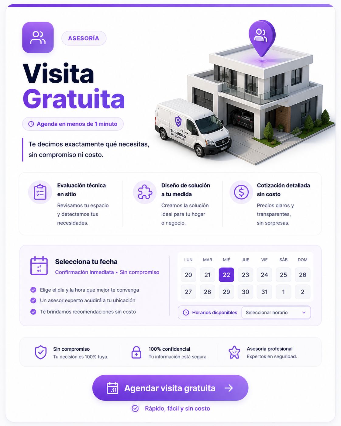 Agenda tu visita técnica de asesoría en seguridad